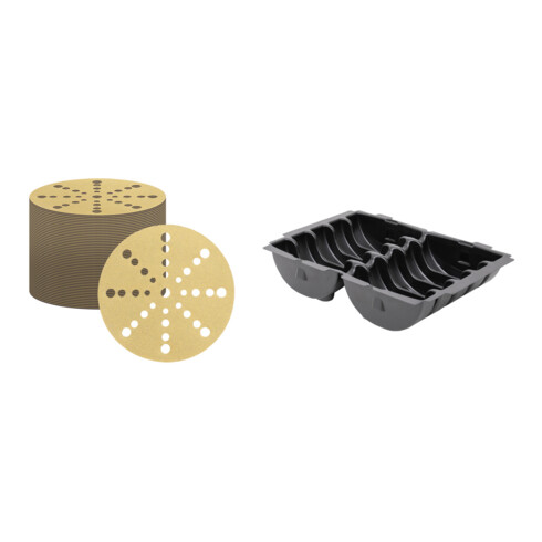 Set STIER Schleifscheiben Universal D150 / P150 / 16-Loch + Systainer-Tiefzieheinsatz Ø 150 mm