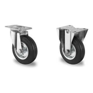 Set CASCOO Lenkrolle ø 200 mm Serie SWS4 Rollenlager + Bockrolle ø 200 mm Serie SWS4 Rollenlager