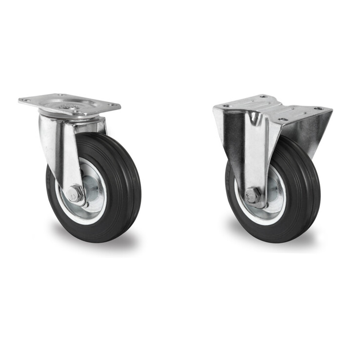 Set CASCOO Lenkrolle ø 200 mm Serie SWS4 Rollenlager + Bockrolle ø 200 mm Serie SWS4 Rollenlager