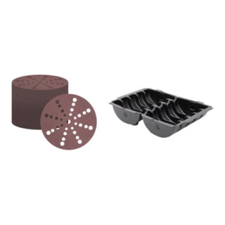Set STIER Disques abrasifs bois D150 / P80 / 16 trous + Insert thermoformé Systainer Ø 150 mm