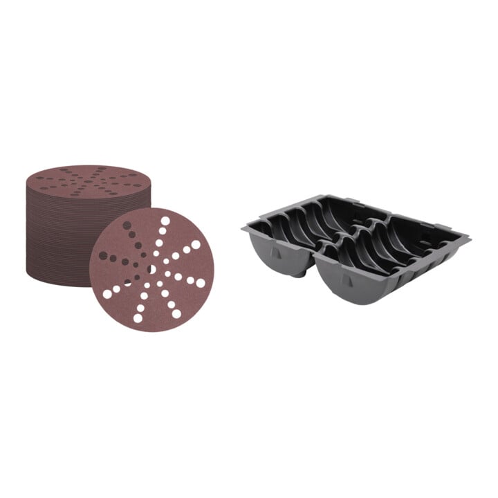 Set STIER Schleifscheiben Holz D150 / P80 / 16-Loch + Systainer-Tiefzieheinsatz Ø 150 mm