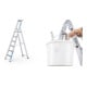 Set ZARGES Saferstep S - LM-Stufen-Stehleiter 6 Stufen + Eimerhaken verz. f.Sprossenleitern