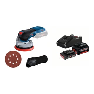 Set Bosch Akku-Exzenterschleifer GEX 18V-125 + Starter-Set: 1x GBA 18V 2,0Ah + 1x GBA 18V 4,0Ah + GAL 18V-40