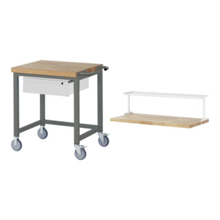 Set STIER Fahrbare Werkbank Premium mit 1 Schublade BxTxH 750x700x880mm +...