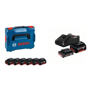 Set Bosch Akkupack 6x GBA 18V 4,0Ah mit L-BOXX + Starter-Set: 1x GBA 18V 2,0Ah + 1x GBA 18V 4,0Ah + GAL 18V-40