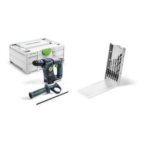 Set Festool Akku-Bohrhammer BHC 18-Basic + Bohrerkassette BKS SYS3 D3-10 CE/W