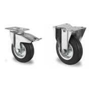Set CASCOO Lenkrolle mit Totalfeststeller ø 125 mm Serie SWS4 Rollenlager + Bockrolle ø 125 mm Serie SWS4 Rollenlager
