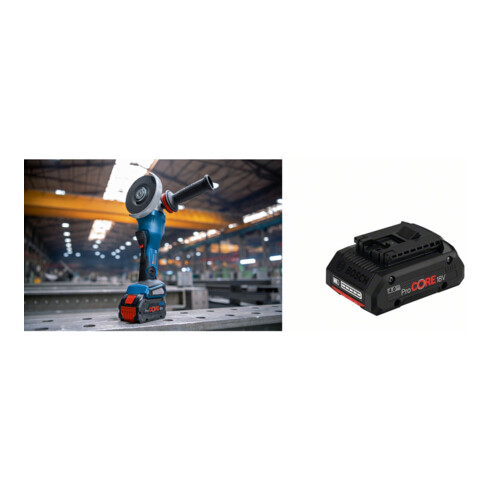 Set Bosch Akku-Winkelschleifer BITURBO GWS 18V-15 PSC, L-BOXX + Akkupack ProCORE 18 Volt, 4,0 Ah