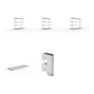 Set Weitspannregal Speed-RackGr 1970x2000x600 mm+SPEED-RACK Zusatzfachebene 2000x600 mm in verzinkt mit Stahlpaneelen+Weitspannregal vzk 1700x600x1970 Stahlp.+Weitspannregal vzk 2500x600x1970 Stahlp.+Zubehör Päckchen Verdübelungsset SPEED-RACK vzk mit 4 A