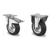 Set CASCOO Lenkrolle mit Totalfeststeller ø 160 mm Serie SWS4 Rollenlager + Bockrolle ø 160 mm Serie SWS4 Rollenlager
