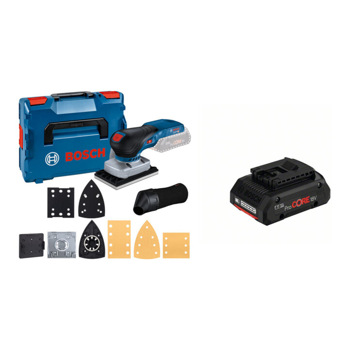 Set Bosch Akku-Schwingschleifer GSS 18V-13 in L-BOXX + Akkupack ProCORE 18 Volt, 4,0 Ah