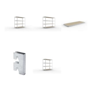 Set Weitspannregal SPEED RACK2000x800x1970 mm verz.+SPEED-RACK Zusatzfachebene 2000x800 mm in verzinkt mit Spanplatte+Weitspannregal vzk 1700x800x1970 Spanp.+Weitspannregal SPEED RACK2500x800x1970 mm verz.+Zubehör Päckchen Verdübelungsset SPEED-RACK vzk m