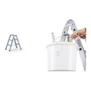 Set ZARGES Saferstep B - LM-Stufen-Stehleiter 2 x 3 Stufen + Eimerhaken verz. f.Sprossenleitern
