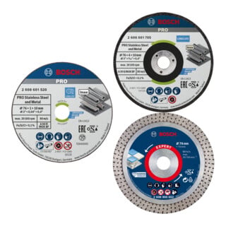 Set Bosch Power Tools Trennscheibe 76x1x10mm 2608601520 + Schruppscheibe...