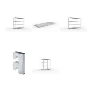 Set Weitspannregal Speed-RackGr 1970x2000x800 mm+SPEED-RACK Zusatzfachebene 2000x800 mm in verzinkt mit Stahlpaneelen+Weitspannregal vzk 1700x800x1970 Stahlp.+Weitspannregal vzk 2500x800x1970 Stahlp.+Zubehör Päckchen Verdübelungsset SPEED-RACK vzk mit 4 A