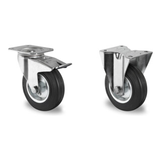 Set CASCOO Lenkrolle ø 80 mm Serie SWS4 Rollenlager + Lenkrolle mit Totalfeststeller ø 80 mm Serie SWS4 Rollenlager