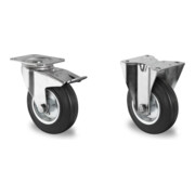 Set CASCOO Lenkrolle ø 80 mm Serie SWS4 Rollenlager + Lenkrolle mit Totalfeststeller ø 80 mm Serie SWS4 Rollenlager