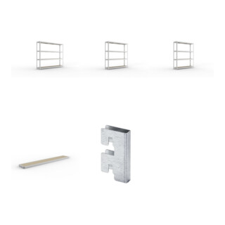 Set Weitspannregal SPEED RACK2500x400x1970 mm verz.+SPEED-RACK Zusatzfachebene 2500x400 mm in verzinkt mit Spanplatte+Weitspannregal vzk 1700x400x1970 Spanp.+Weitspannregal SPEED RACK2000x400x1970 mm verz.+Zubehör Päckchen Verdübelungsset SPEED-RACK vzk m