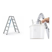 Set ZARGES Saferstep B - LM-Stufen-Stehleiter 2 x 5 Stufen + Eimerhaken verz. f.Sprossenleitern
