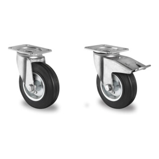 Set CASCOO Lenkrolle ø 100 mm Serie SWS4 Rollenlager + Lenkrolle mit Totalfeststeller ø 100 mm Serie SWS4 Rollenlager