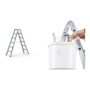 Set ZARGES Saferstep B - LM-Stufen-Stehleiter 2 x 6 Stufen + Eimerhaken verz. f.Sprossenleitern