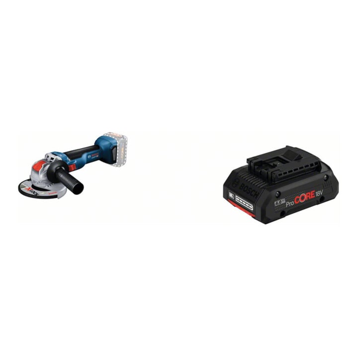 Set Bosch Akku-Winkelschleifer GWX 18V-10 mit X-LOCK + Akkupack ProCORE 18 Volt, 4,0 Ah