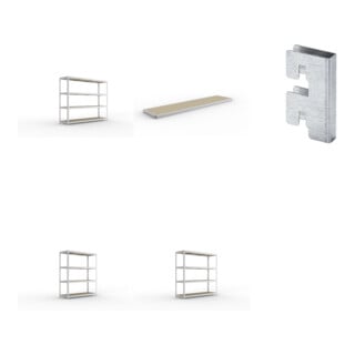 Set Weitspannregal SPEED RACK2500x600x1970 mm verz.+SPEED-RACK Zusatzfachebene 2500x600 mm in verzinkt mit Spanplatte+Weitspannregal vzk 1700x600x1970 Spanp.+Weitspannregal SPEED RACK2000x600x1970 mm verz.+Zubehör Päckchen Verdübelungsset SPEED-RACK vzk m