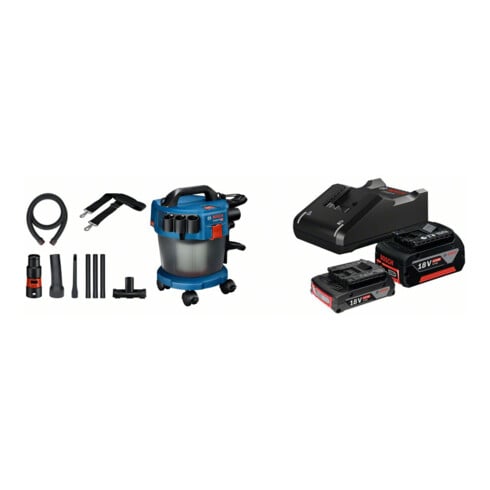 Set Bosch aspirateur sans fil GAS 18V-10 L version Solo + kit de démarrage 1x GBA 18V 2,0Ah + 1x GBA 18V 4,0Ah + GAL 18V-40