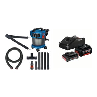 Set Bosch Power Tools Akku-Staubsauger GAS18V-10L(C)soloCLC 06019C6302 + Starter-Set: 1x GBA 18V 2,0Ah + 1x GBA 18V 4,0Ah + GAL 18V-40
