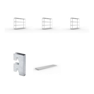 Set Weitspannregal vzk 2500x600x1970 Stahlp.+SPEED-RACK Zusatzfachebene 2500x600 mm in verzinkt mit Stahlpaneelen+Weitspannregal vzk 1700x600x1970 Stahlp.+Weitspannregal Speed-RackGr 1970x2000x600 mm+Zubehör Päckchen Verdübelungsset SPEED-RACK vzk mit 4 A