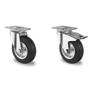 Set CASCOO Lenkrolle ø 200 mm Serie SWS4 Rollenlager + Lenkrolle mit Totalfeststeller ø 200 mm Serie SWS4 Rollenlager