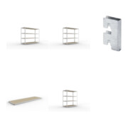 Set Weitspannregal SPEED RACK2500x800x1970 mm verz.+SPEED-RACK Zusatzfachebene 2500x800 mm in verzinkt mit Spanplatte+Weitspannregal vzk 1700x800x1970 Spanp.+Weitspannregal SPEED RACK2000x800x1970 mm verz.+Zubehör Päckchen Verdübelungsset SPEED-RACK vzk m