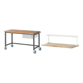 Set STIER Fahrbare Werkbank Premium mit 1 Schublade BxTxH 1500x700x880 mm +...