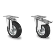 Set CASCOO Lenkrolle ø 80 mm Serie P4S4 Rollenlager + Bockrolle ø 80 mm Serie P4S4 Rollenlager
