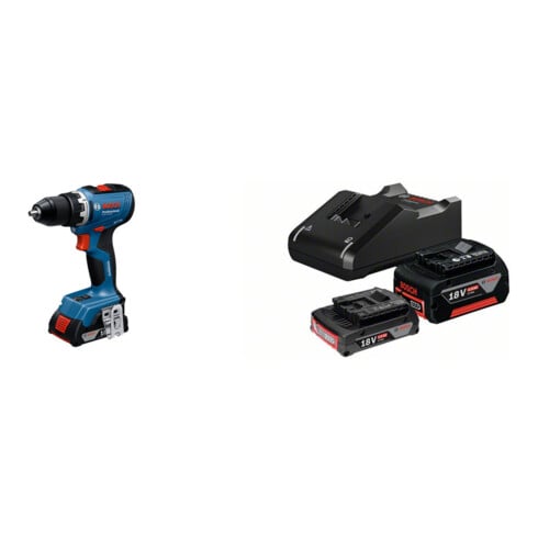 Set Bosch perceuse-visseuse sans fil GSR 18V-65 + kit de démarrage 1x GBA 18V 2,0Ah + 1x GBA 18V 4,0Ah + GAL 18V-40