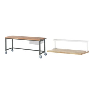 Set STIER Fahrbare Werkbank Premium mit 1 Schublade BxTxH 2000x700x880 mm +...