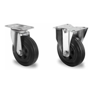 Set CASCOO Lenkrolle ø 160 mm Serie P4S4 Rollenlager + Bockrolle ø 160 mm Serie P4S4 Rollenlager