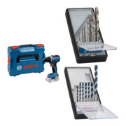 Set Bosch Akku-Bohrschrauber GSR 18V-65 in L-BOXX-Koffer + 7tlg. Robust Line Holzspiralbohrer-Set + 7tlg. Robust Line Betonbohrer-Set