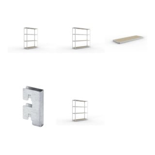 Set Weitspannregal vzk 1700x600x2470 Spanp. + SPEED-RACK Zusatzfachebene 1700x600 mm in verzinkt mit Spanplatte + Weitspannregal SPEED RACK2000x600x2470 mm verz. + Weitspannregal SPEED RACK2500x600x2470 mm verz. + Zubehör Päckchen Verdübelungsset SPEED-RA