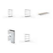 Set Weitspannregal vzk 1700x600x2470 Spanp. + SPEED-RACK Zusatzfachebene 1700x600 mm in verzinkt mit Spanplatte + Weitspannregal SPEED RACK2000x600x2470 mm verz. + Weitspannregal SPEED RACK2500x600x2470 mm verz. + Zubehör Päckchen Verdübelungsset SPEED-RA