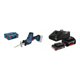 Set BOSCH Akku-Säbelsägen GSA 18 V-LI C Solo Version mit L-BOXX + Starter-Set: 1x GBA 18V 2,0Ah + 1x GBA 18V 4,0Ah + GAL 18V-40