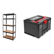 Set STIER Steck-Fachbodenregal Fachlast 350kg BxTxH 900x450x1800 mm + Systainer³ III Black Edition