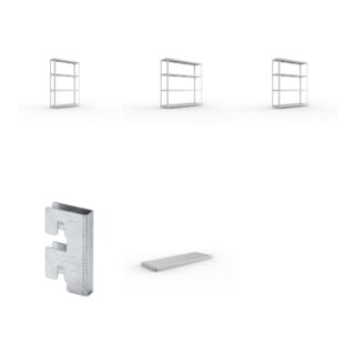 Set Weitspannregal vzk 1700x600x2470 Stahlp + SPEED-RACK Zusatzfachebene 1700x600 mm in verzinkt mit Stahlpaneelen + Weitspannregal Speed-RackGr 2470x2000x600 mm + Weitspannregal vzk 2500x600x2470 Stahlp + Zubehör Päckchen Verdübelungsset SPEED-RACK vzk m