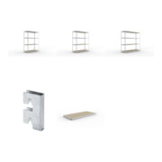 Set Weitspannregal vzk 1700x800x2470 Spanp. + SPEED-RACK Zusatzfachebene 1700x800 mm in verzinkt mit Spanplatte + Weitspannregal SPEED RACK2000x800x2470 mm verz. + Weitspannregal SPEED RACK2500x800x2470 mm verz. + Zubehör Päckchen Verdübelungsset SPEED-RA