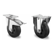 Set CASCOO Lenkrolle mit Totalfeststeller ø 125 mm Serie P4S4 Rollenlager +...