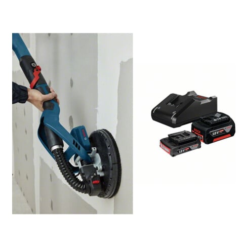 Set Bosch ponceuse pour cloisons sèches GTR 55-225 + kit de démarrage 1x GBA 18V 2,0Ah + 1x GBA 18V 4,0Ah + GAL 18V-40
