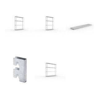 Set Weitspannregal Speed-RackGr 2470x2000x400 mm + SPEED-RACK Zusatzfachebene 2000x400 mm in verzinkt mit Stahlpaneelen + Weitspannregal vzk 1700x400x2470 Stahlp + Weitspannregal vzk 2500x400x2470 Stahlp + Zubehör Päckchen Verdübelungsset SPEED-RACK vzk m