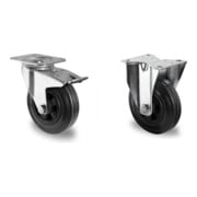 Set CASCOO Lenkrolle mit Totalfeststeller ø 200 mm + Bockrolle ø 200 mm