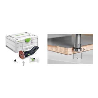 Set Festool Akku-Kantenfräse OFKC 500 R3 EB-Basic + Bündigfräser HW HW/KLS D22/8-OFK