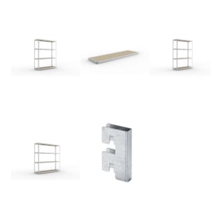 Set Weitspannregal SPEED RACK2000x600x2470 mm verz. + SPEED-RACK Zusatzfachebene 2000x600 mm in verzinkt mit Spanplatte + Weitspannregal vzk 1700x600x2470 Spanp. + Weitspannregal SPEED RACK2500x600x2470 mm verz. + Zubehör Päckchen Verdübelungsset SPEED-RA
